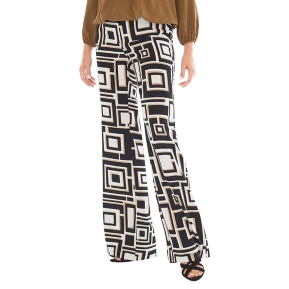 Chico's Drapey Deco‎ Square Print Wide Leg Pant NEW NWT Size 0.5 S 6 SHORT